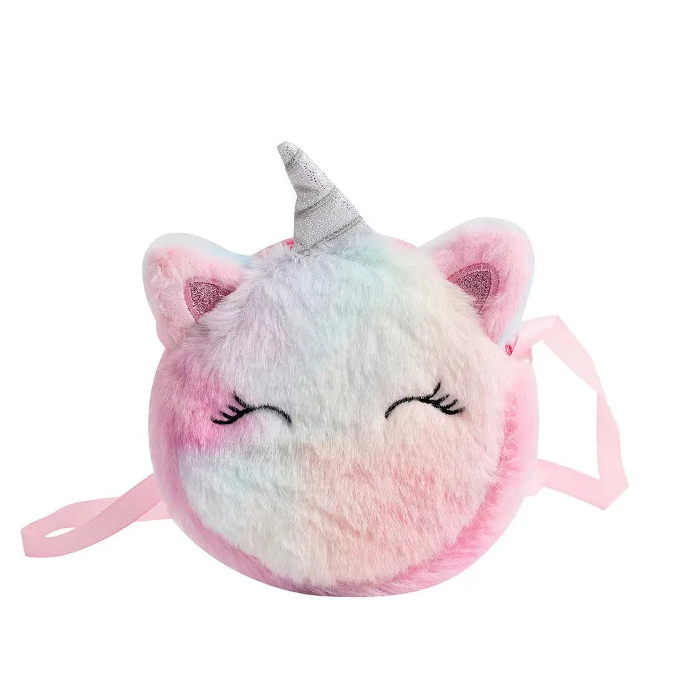 Kids Fashion Plush Shoulder Bag Cute Cartoon Unicorn Wallet Girls Handbag Baby Accessories Good Vibrations
