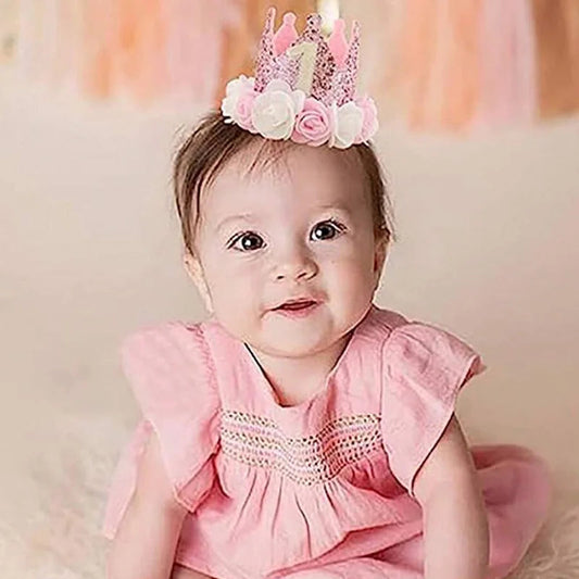 DIY 1st 2nd 3rd Birthday Crown Hat Handmade Accessories Baby One Happy Birthday Party Headband Hat Baby Shower Party Supplies Good Vibrations