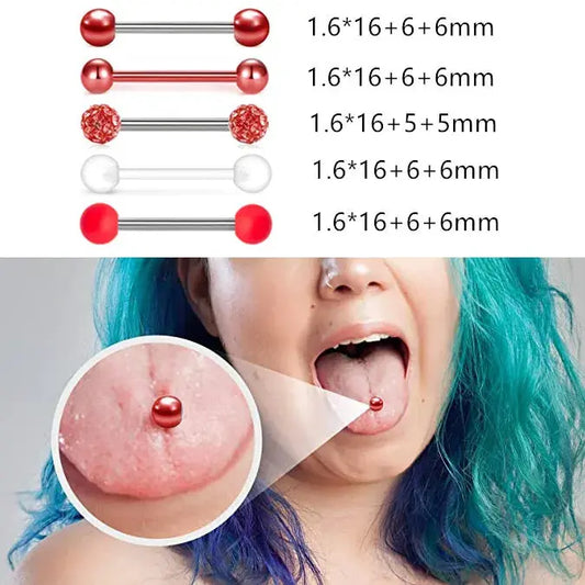 5PCS Acrylic Tongue Piercing Barbell Set Stainless Steel Glitter Tongue Rings Lot 14G Nipple Piercing Bar Bulk Piercing Langue Good Vibrations Adult Super Store
