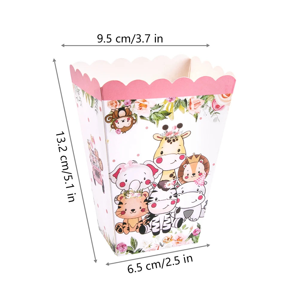 Pink Jungle Safari Birthday Decorations Animal Disposable Tableware Forest Woodland Baby Shower for Girl Birthday Party Supplies Good Vibrations