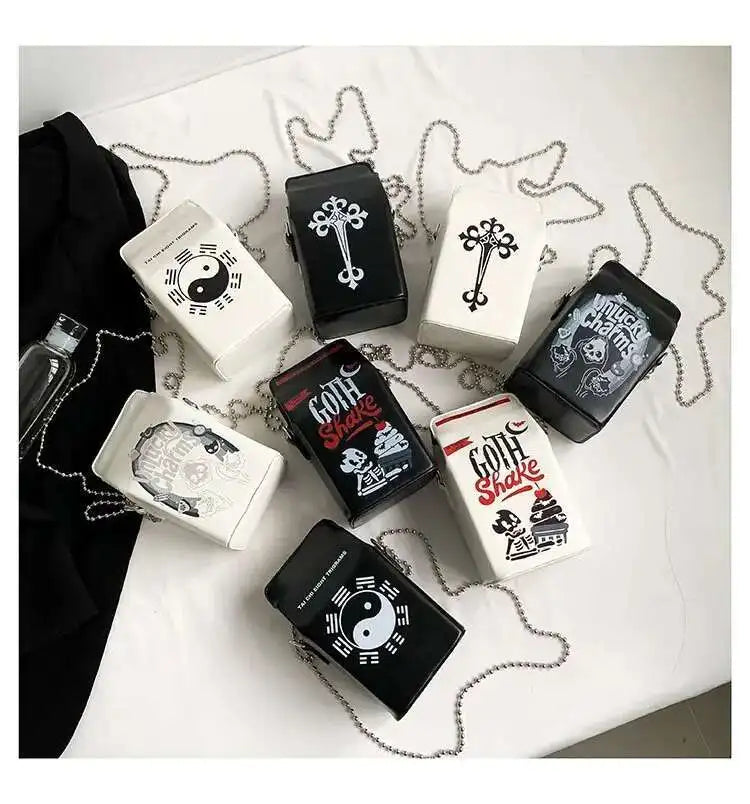 Printed Graffiti Small Square Bag Fashion Cool Crossbody Bag Funny Box Shoulder Bag For Girls Good Vibrations