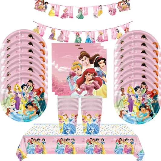 Princess Party Favor Girls' Happy Birthday Banner Princess Pinata Fillers Mask Stickers Disposable Tableware Set Decorations Good Vibrations
