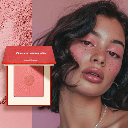 1PC Waterproof Blush Palette: Nude matte with pearlescent particles, light pink, orange and red, lightweight and long-lasting, s Good Vibrations