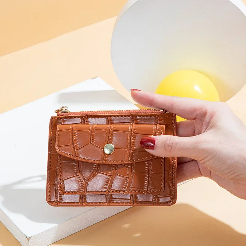 Pu Leather Mini Coin Purse for Women Stone Pattern Girl Cute Zipper ID Bus Card Wallet Women Lady Money Wallet Key Case Bags Good Vibrations