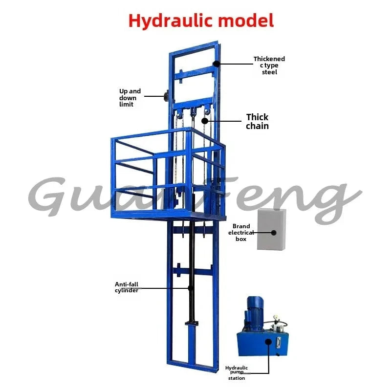 Hydraulic Lift Freight Elevator Small Lift Household Electric Platform Lift Customized Double Track Workshop Lifting Platform Good Vibrations
