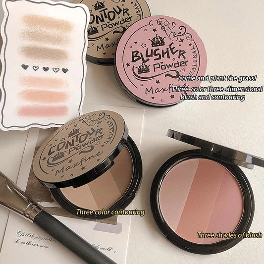 Three-color Blush Palette Delicate Long-lasting Waterproof Non-fading Eyeshadow Blush Integration Tray Good Vibrations