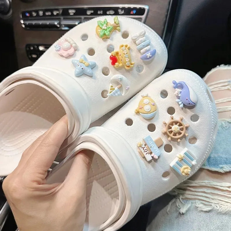11Pcs/Set Hot Sale Shoe Charms for DIY Cartoon Ocean Decoration Buckle for Garden shoes Accessories Kids Party Girls Gift Good Vibrations