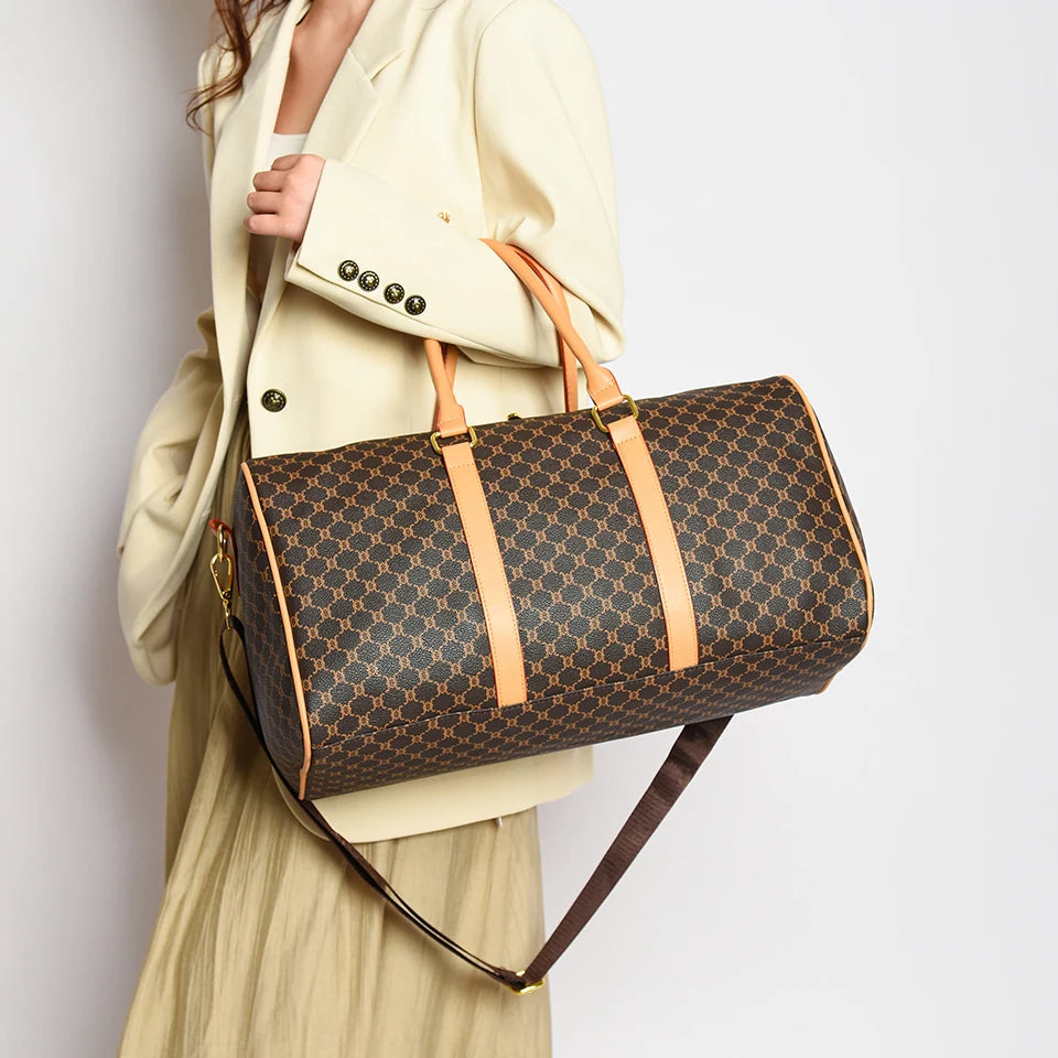 Women's Classic Boston Handbag Large Capacity Elegant Travel Duffle Bags for Women Weekend Luggage Travel Shoulder Bag Good Vibrations