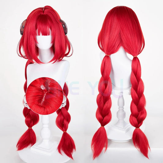 ZZZ Ukinami Yuzuha Cosplay Wig 100cm Long Red Wig Cosplay Anime Heat Resistant Synthetic Wig for Halloween Costume Good Vibrations