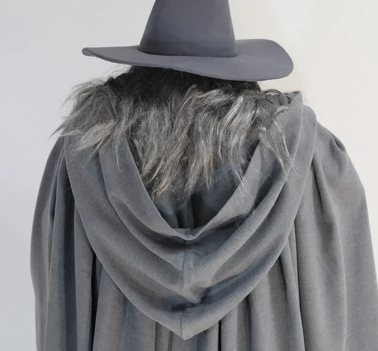 25 Wizard Costumes with Grey Cloak No Wig and No Beard Thick Woolen Suit with Exquisite Design Halloween Fancy Party Costumes Good Vibrations