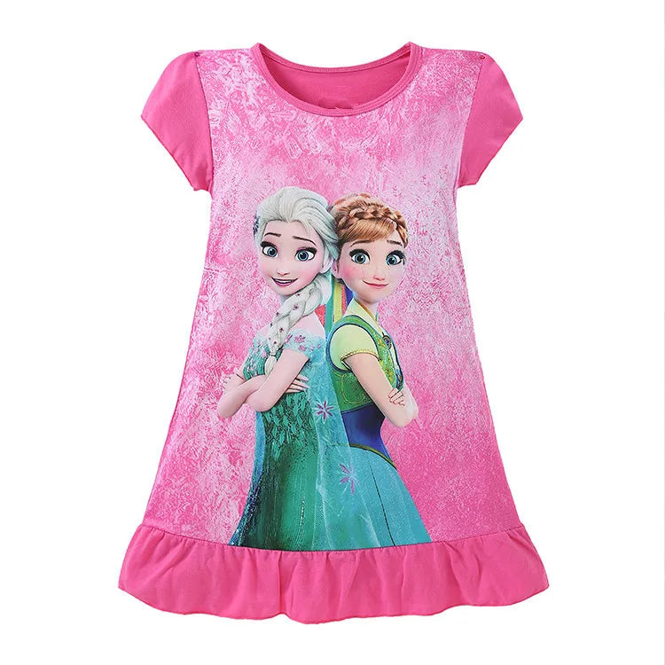 New kids Nightdress Elsa Cartoon Dress Minnie Printing Sleepwear Girls Nightgowns Children Party Dresses Pajamas Girls Dress Good Vibrations