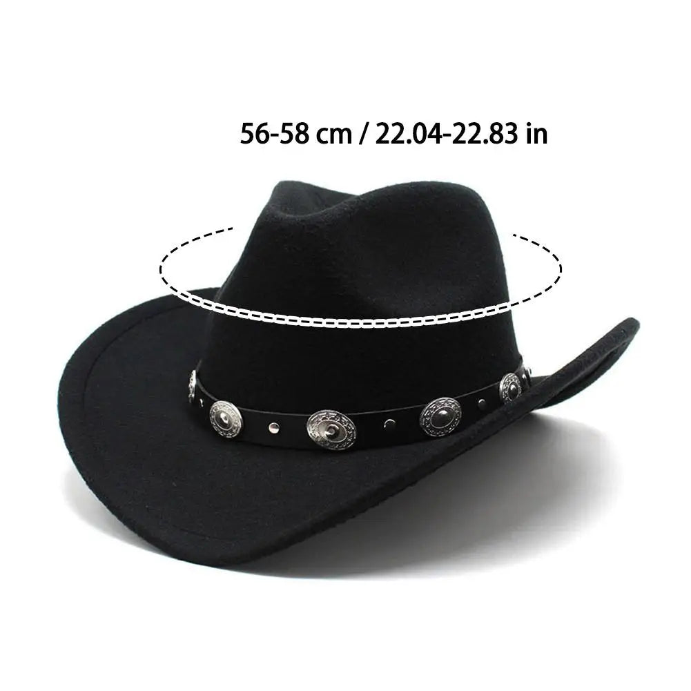 Black Vintage Cowboy Hat Cowgirl Accessories Jazz Cowgirl Wide Brim Caps Sunshade Cap Holidays Party Cosplay Hat Good Vibrations