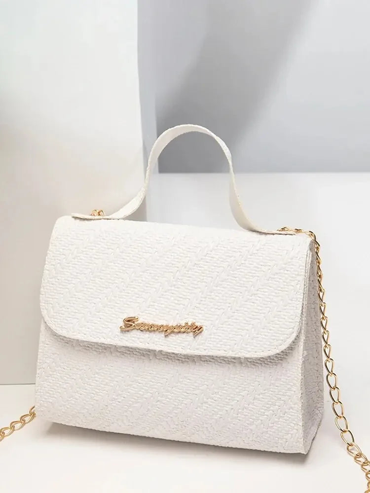 Embossing Chain Square Bag PU Leather Large Capacity Shoulder Crossbody Cell Phone Bag for Women purses and handbags Good Vibrations