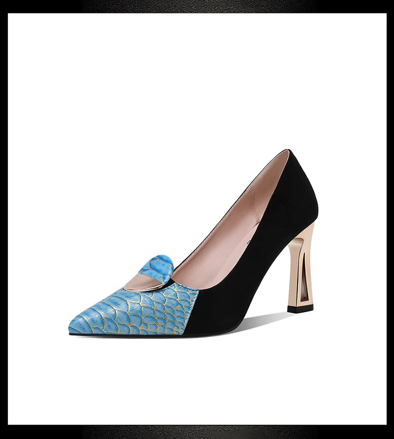 Sexy Fashion Style Women's Heeled Shoes Pointed Tip High Heels One Kick Retro Women Shoes Suede 2025 New Spring Zapatos De Mujer Good Vibrations