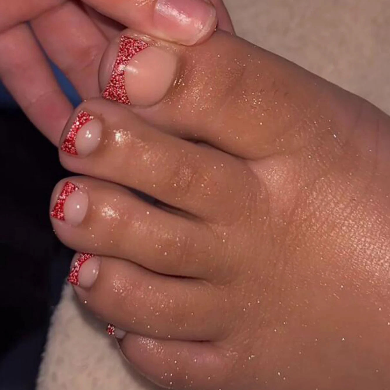 24pcs French Fake Toenails Pink Gradient Full Cover Short Square Toe Nails Foot Nails Tips for Women Girls Good Vibrations