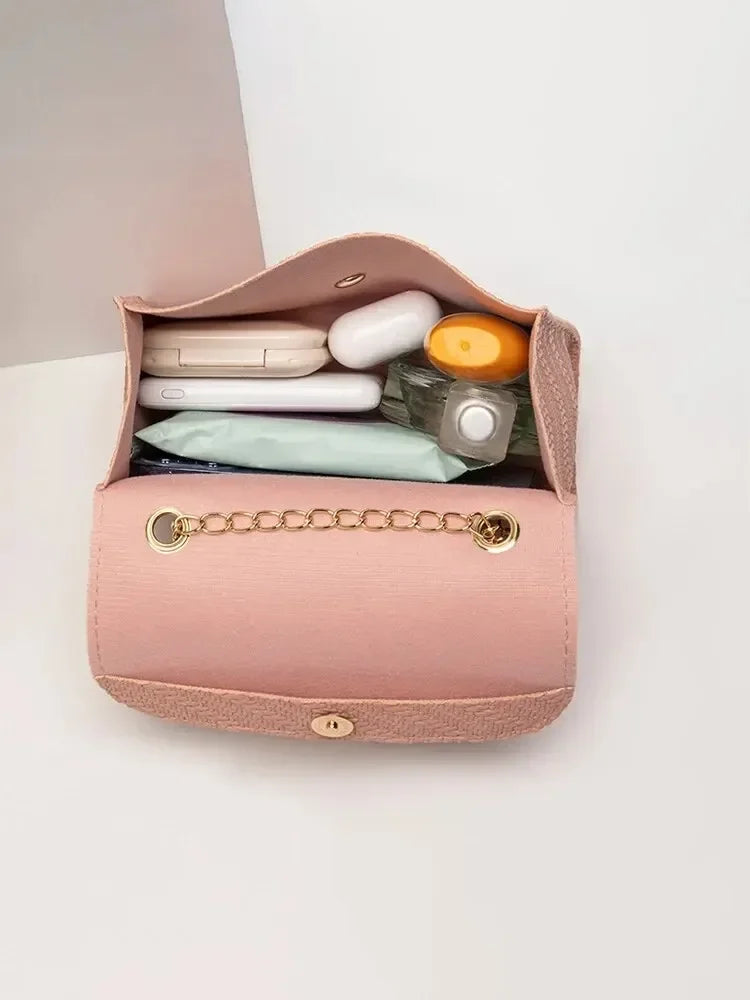 Embossing Chain Square Bag PU Leather Large Capacity Shoulder Crossbody Cell Phone Bag for Women purses and handbags Good Vibrations