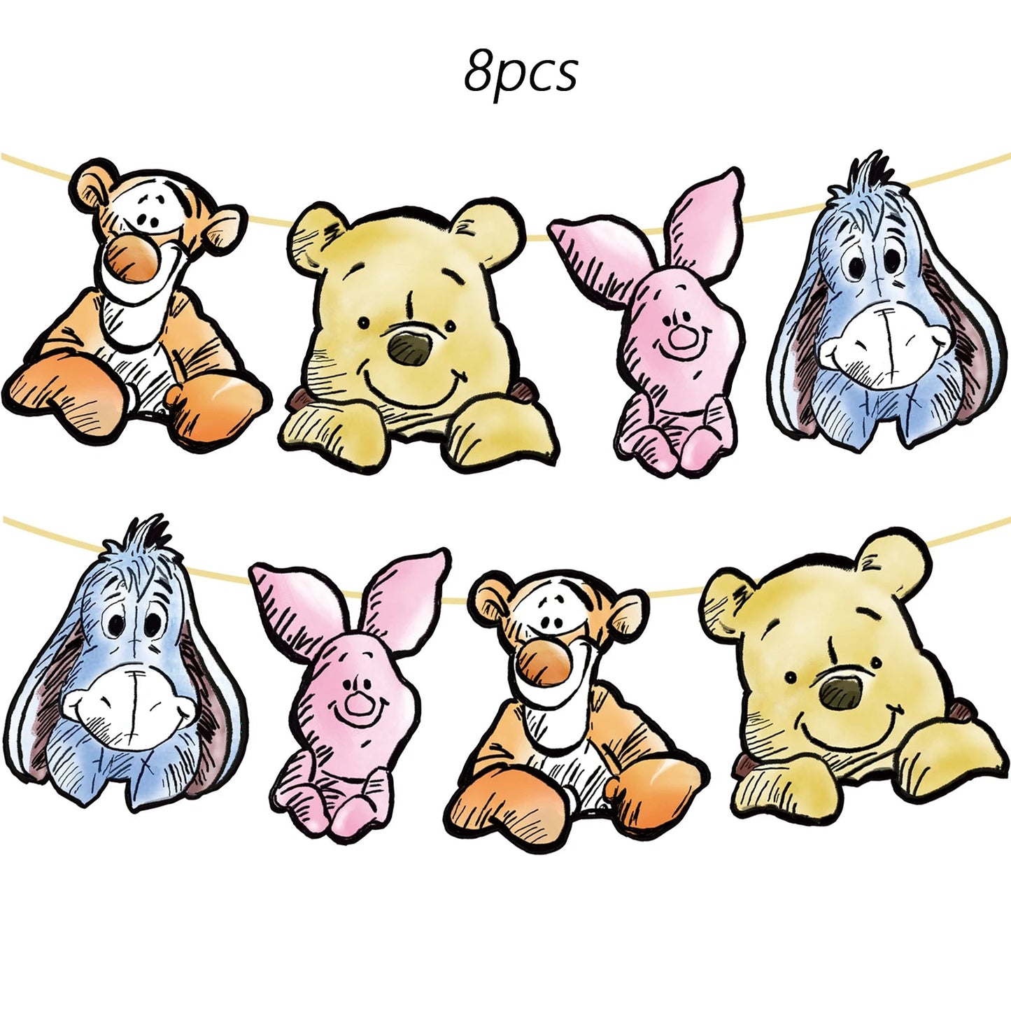 Winnie the Pooh themed party decoration, Winnie the Pooh banner,Winnie the Pooh cake topper、cupcake topper,12 inch latex balloon Good Vibrations