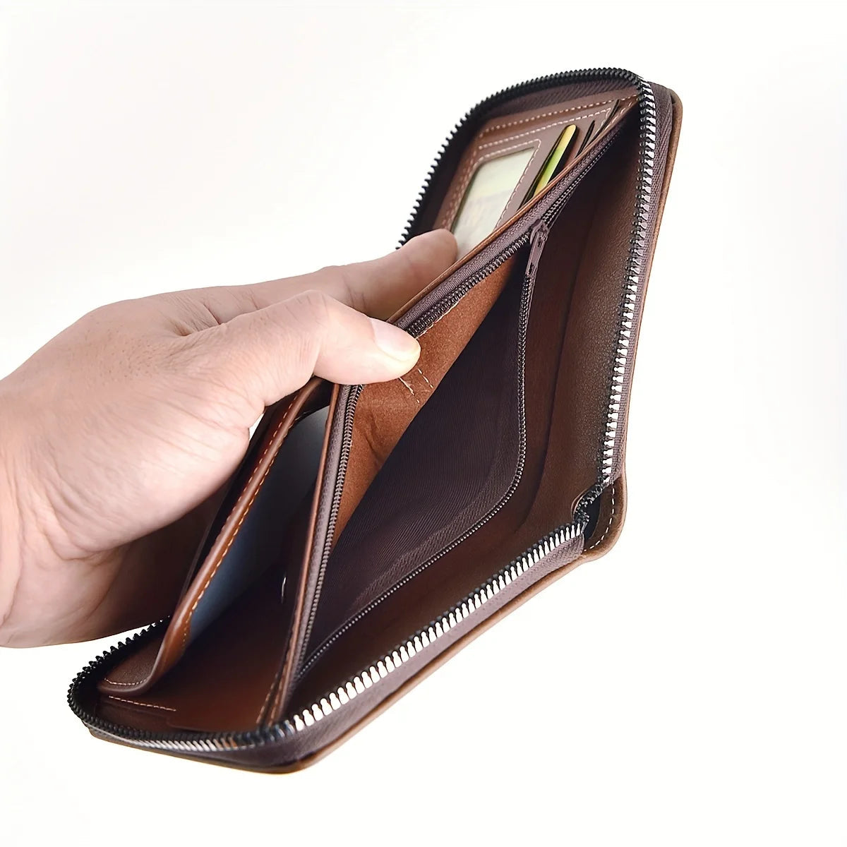 Men's Wallet Made of PU Wax Oil Skin Purse for Men Coin Purse Short Male Card Holder Wallets Zipper Around Money Coin Purse Good Vibrations
