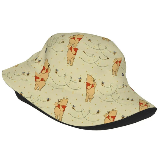Vocation Getaway Headwear Winnie The Pooh Merch Bucket Hat Unique Women Men Sun Bob Hats Good Vibrations