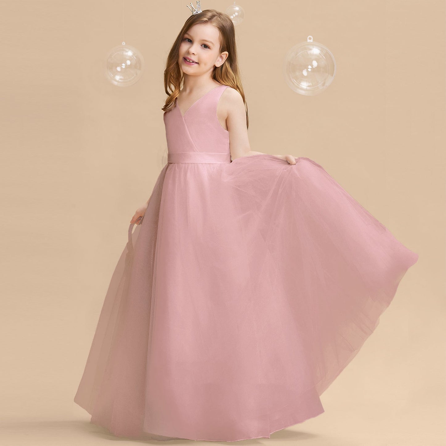 Girl Long White Bridesmaid Dresses For Wedding Prom Gown Big Bow Girls Party Dress Kids First Communiom Formal Evening Vestidos Good Vibrations