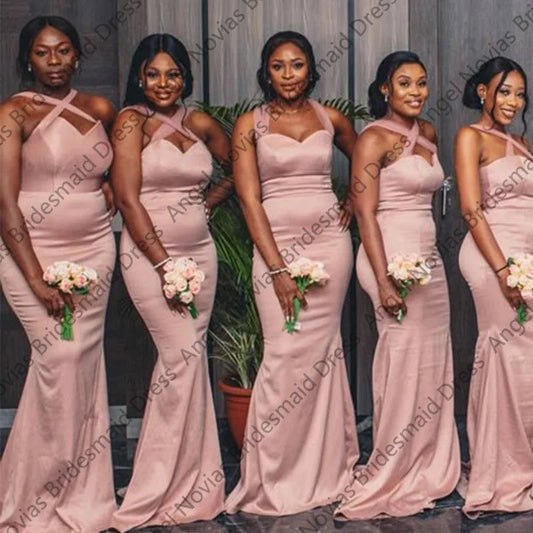 Wedding Guest Party Gowns Long Light Pink Bridesmaid Dresses Customized vestido de madrinha de casamento Good Vibrations