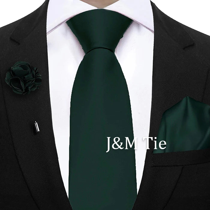Mens Ties Set Sage Green Pink Grey Brown NeckTie Pocket Square Brooch Wedding Tie Suit Accessories Fit Group Holiday Party