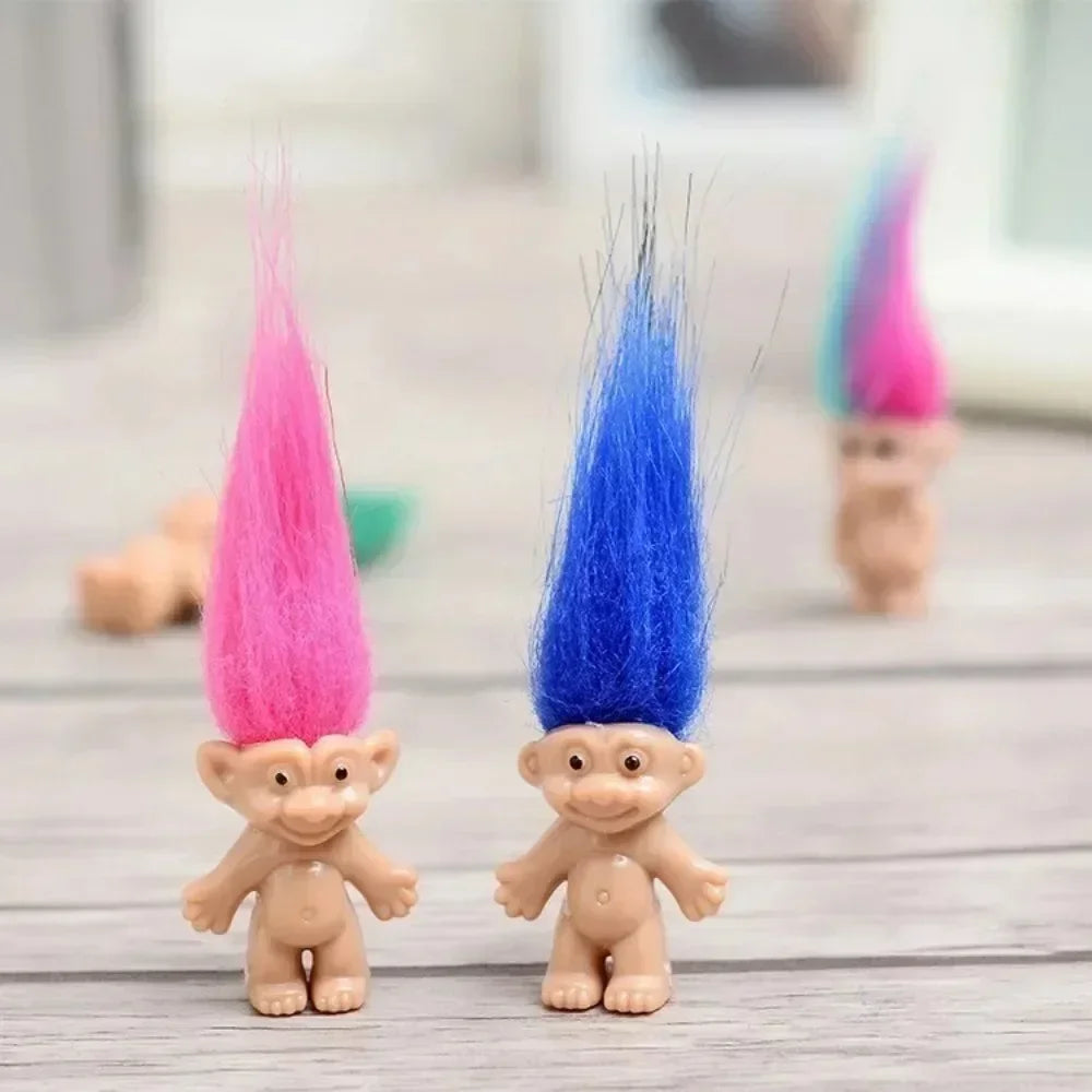 10Pcs/Bag Mini Trolls Dolls Anime Action Figure Colorful Hair Family Members Model Collection Kids Toys for Children's Gift 2025 Good Vibrations