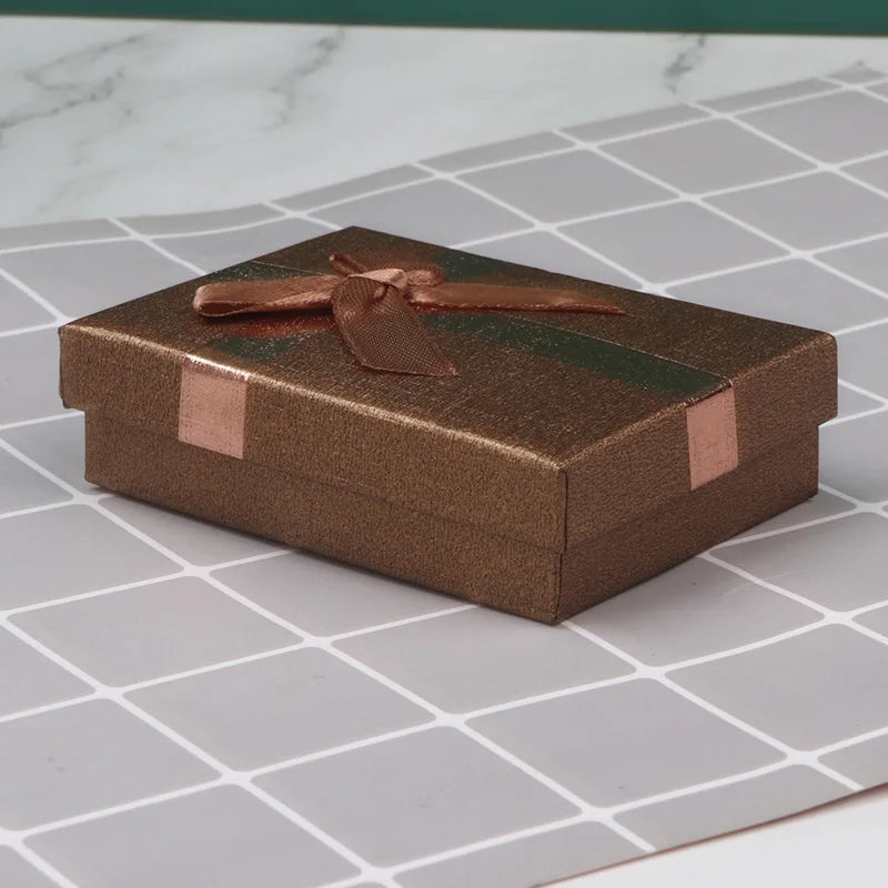 12pcs Cardboard Jewelry Set Bow Gift Box Ring Necklace Bracelets Earring Gift Packaging Boxes With Sponge Inside Rectangle Good Vibrations