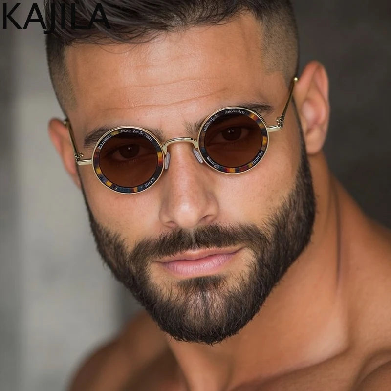 Small Frame Round Steampunk Sunglasses Men 2025 Luxury Brand Retro Punk Sun Glasses For Male Classic Driving Eyewear UV400 Good Vibrations