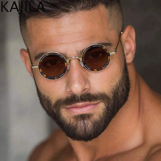 Small Frame Round Steampunk Sunglasses Men 2025 Luxury Brand Retro Punk Sun Glasses For Male Classic Driving Eyewear UV400 Good Vibrations
