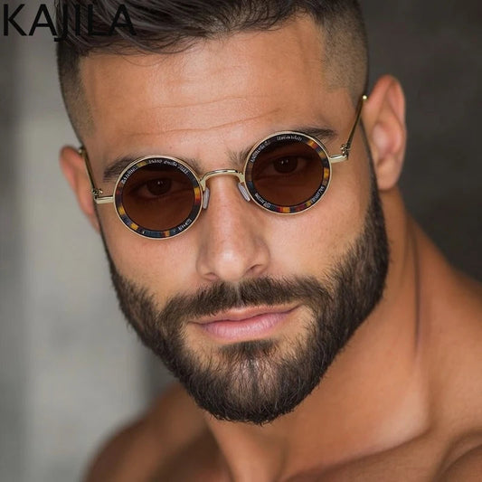 Small Frame Round Steampunk Sunglasses Men 2025 Luxury Brand Retro Punk Sun Glasses For Male Classic Driving Eyewear UV400 Good Vibrations