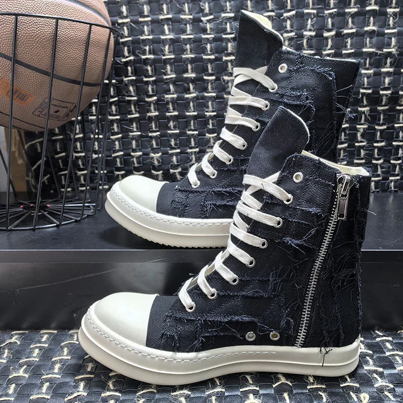 New Designer Men's Women Breathable High Top Casual Shoes Men's Women Flat Sports Shoes Low Top Lace Up Canvas Shoes Large Size Good Vibrations
