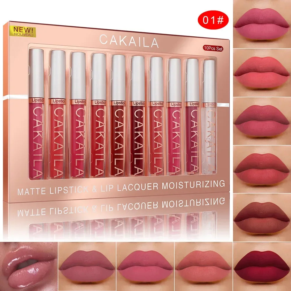 10/6 PCS Lipstick Set Matte Nude Liquid Lip Stain Makeup for women Non stick Cup Lip Gloss Waterproof Long lasting Cosmetics Good Vibrations