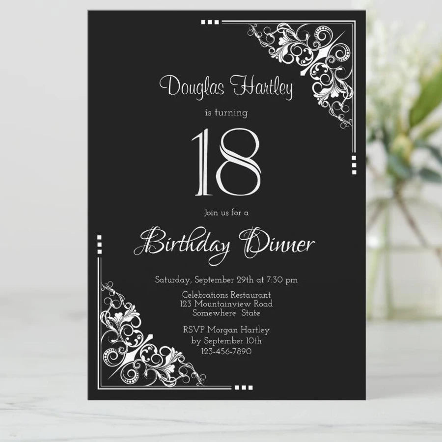 5/20/100pcs 18th birthday invitations, Watercolor Blue Floral birthday invitations 18, Sunflower Birthday Invitation Good Vibrations