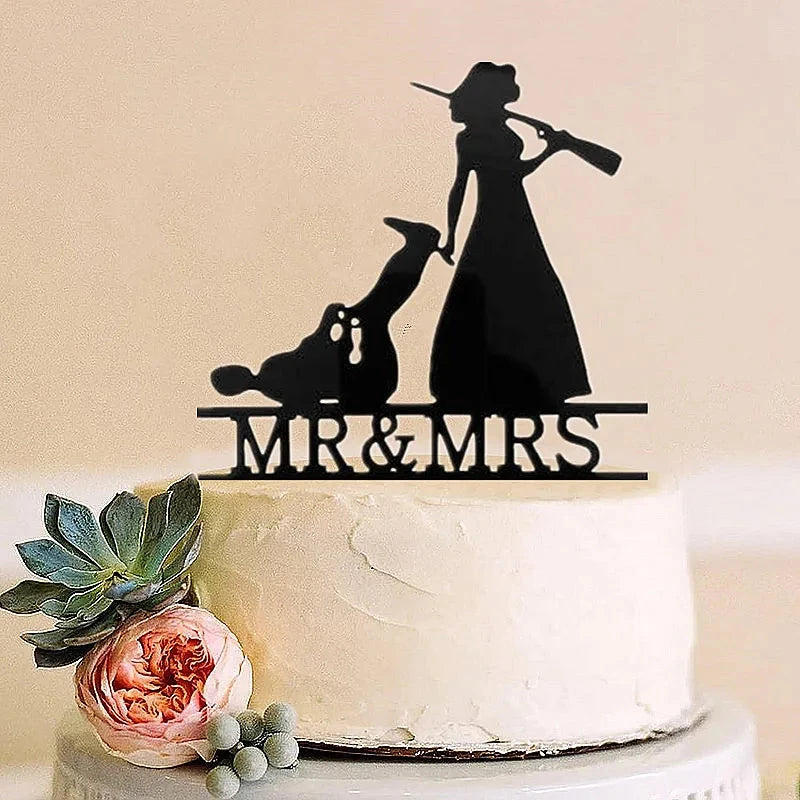 Funny Hunting Wedding Cake Topper Deer Hunt Hunter Wedding Cake Topper Hunt is Over Cake Topper For Wedding/Anniversary/Bridal Good Vibrations