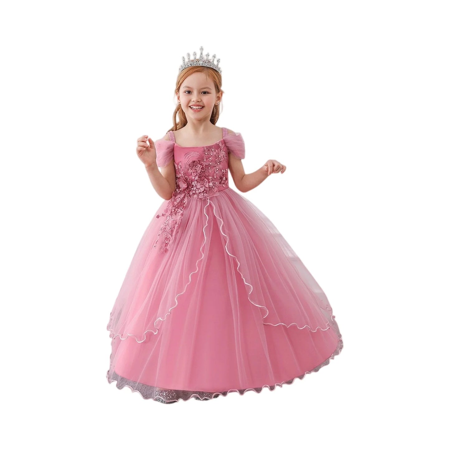 Kids Bridesmaid Dress For Girls Long Lace Wedding Prom Gown Flower Girl Party Dresses Children Formal Evening Clothes