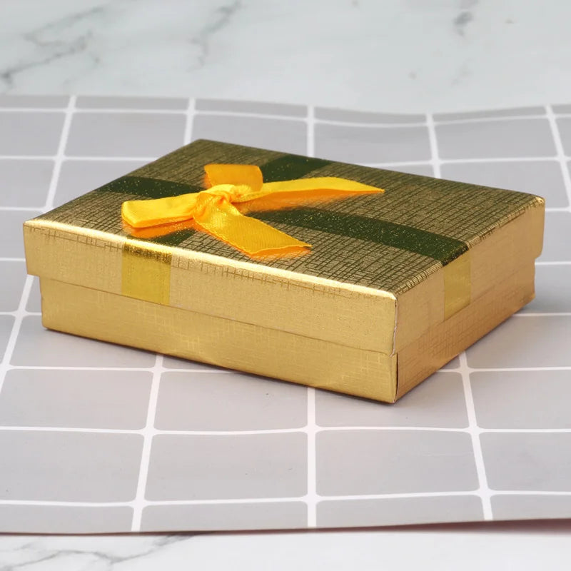 12pcs Cardboard Jewelry Set Bow Gift Box Ring Necklace Bracelets Earring Gift Packaging Boxes With Sponge Inside Rectangle Good Vibrations