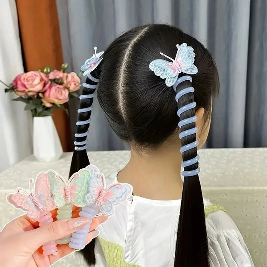 Cute Butterfly Hair Ties High Elasticity Phone Cord Scrunchie Resin and Polyester Headwear Suitable Daily Wear Hair Accessories Good Vibrations