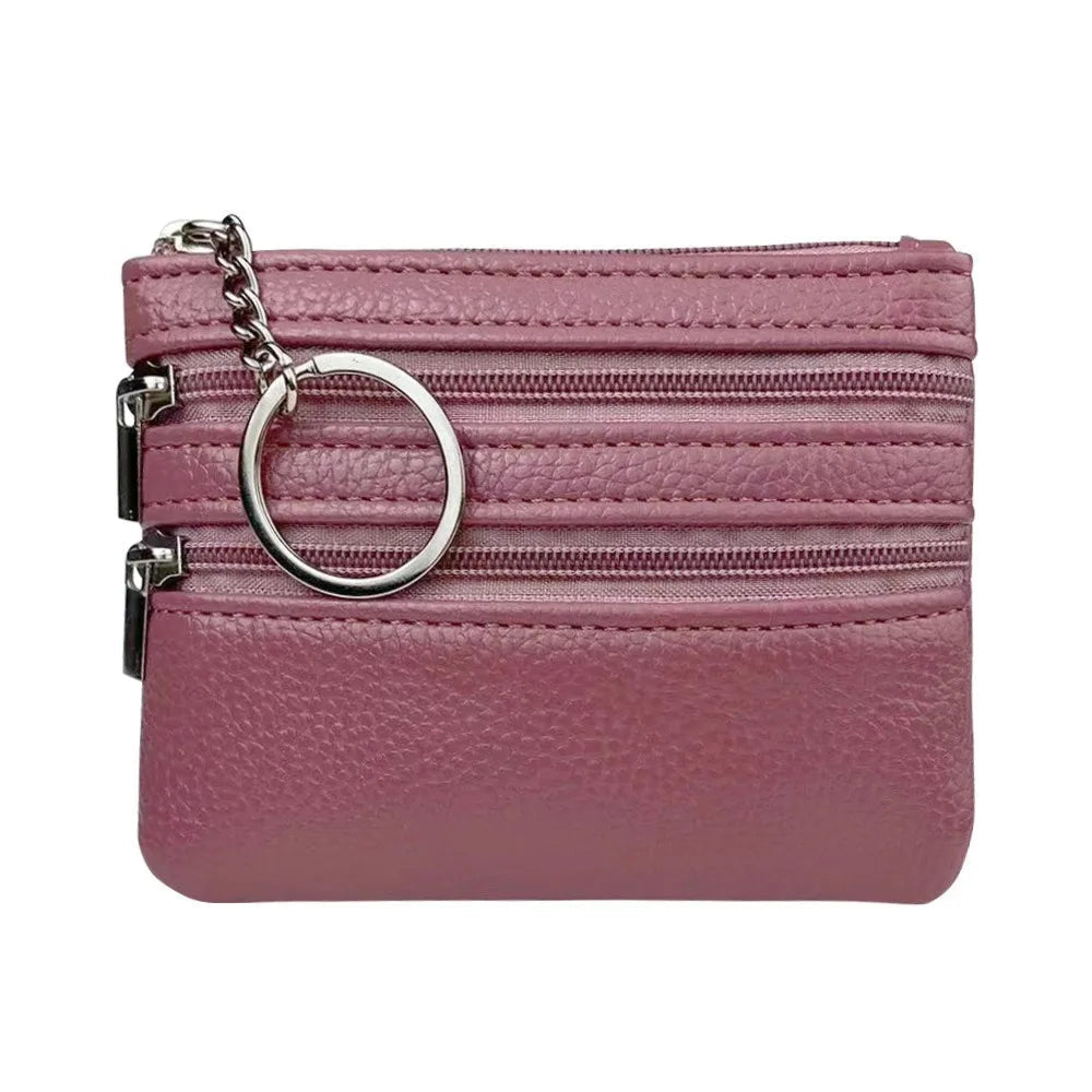 PU Leather Portable Money Coin Purse with Key Ring Waterproof Pocket Purse Zipper Wear-resistant Credit Card Holoder Man Women Good Vibrations