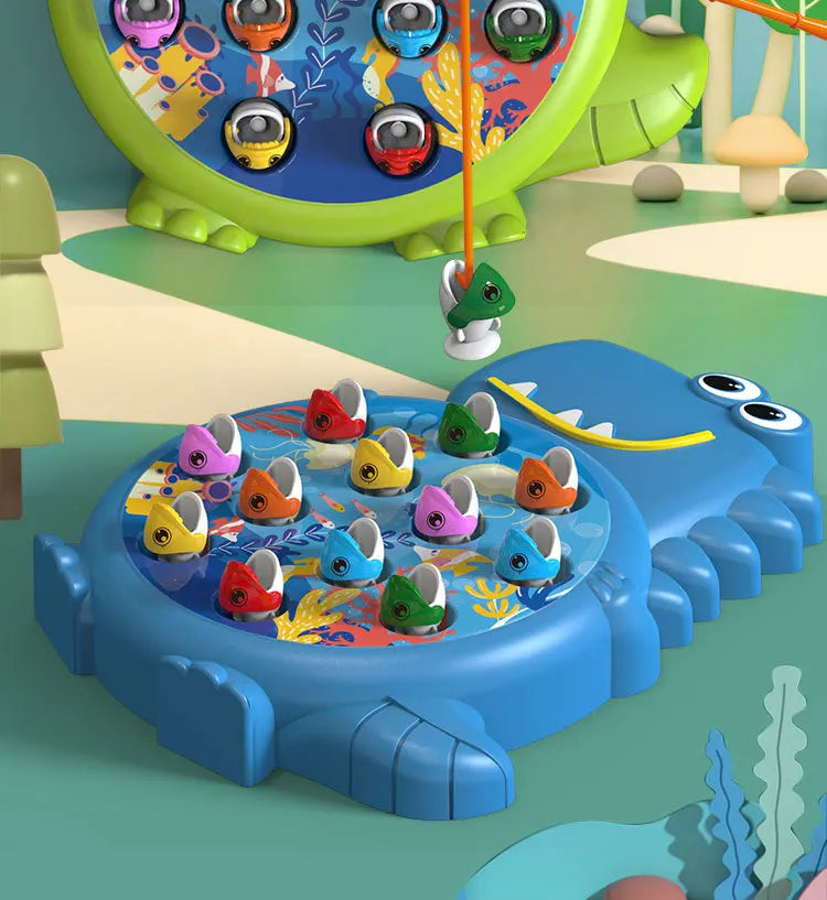 Dinosaur Simple Magnetic Fishing Toys Play Rod Game Toys for Children Baby Montessori with Rod Kids Educational Rotating Gift Good Vibrations