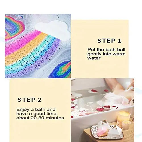 Rainbow Bath Bombs Gift Set - Handmade Fizzies for Women 6.5 oz - Perfect for Bubble & Spa Bath- Essential and Fragrance Oils Good Vibrations