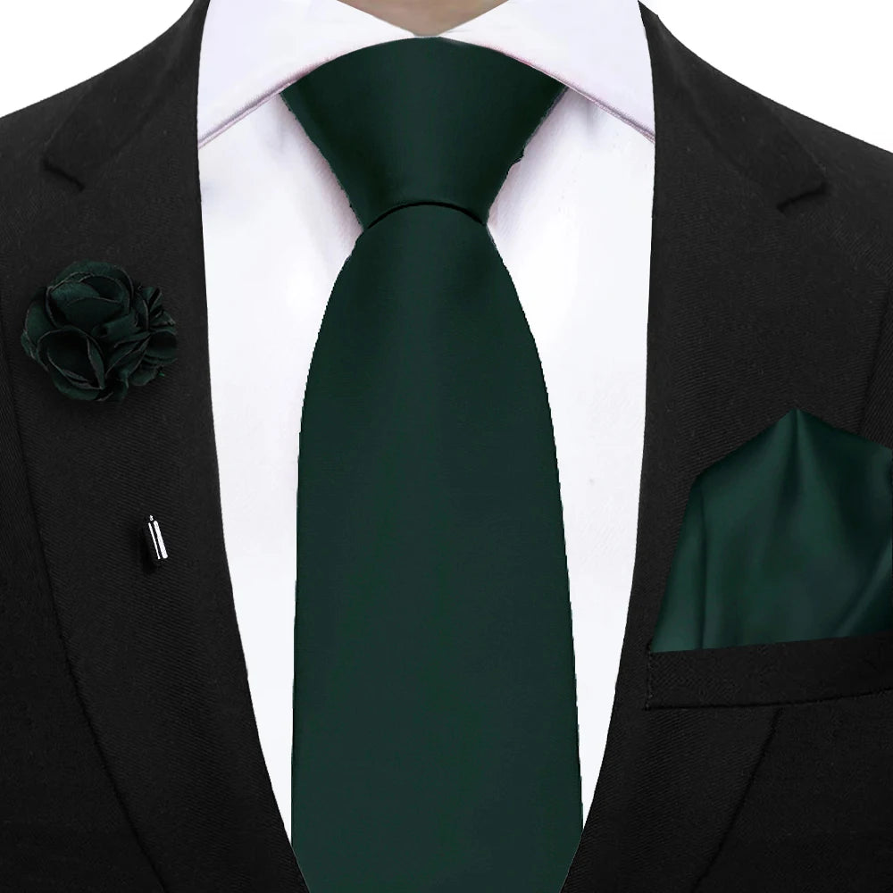 Mens Ties Set Sage Green Pink Grey Brown NeckTie Pocket Square Brooch Wedding Tie Suit Accessories Fit Group Holiday Party