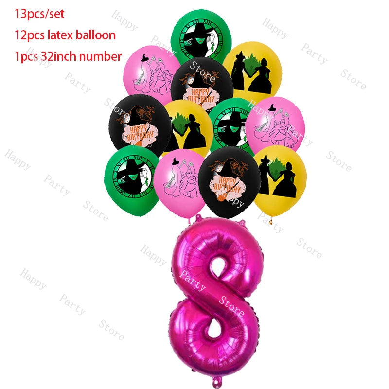 Wicked Birthday Party Decoration Magic Witch Balloon Backdrop Tableware Split Sales Wicked Birthday Party Supplies Good Vibrations