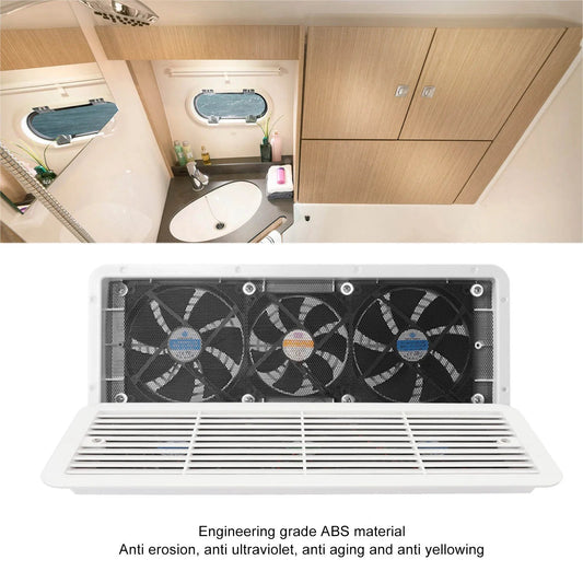 Rv Refrigerator Fan 12V Three Fans Quiet RV Side Vent Fan with Protecting Net for RV Motorhome Yacht Boat Rv Fridge Fan Good Vibrations