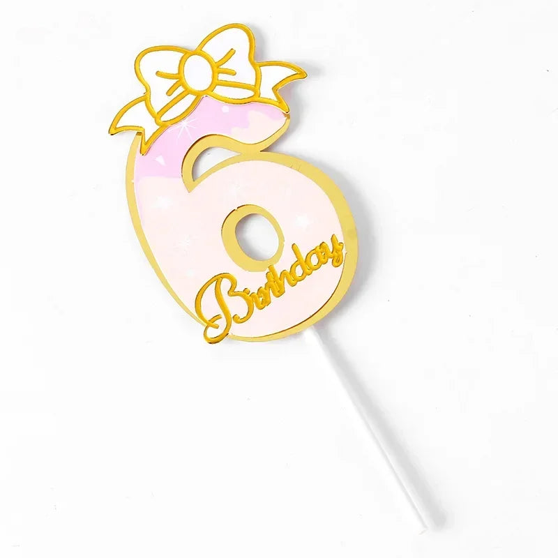 New Digital Decoration Happy Birthday Number Cake Insertion 0 1 2 3 4 5 6 7 8 9 Cake Topper Girls Boys Baby Party Supplies Decor Good Vibrations