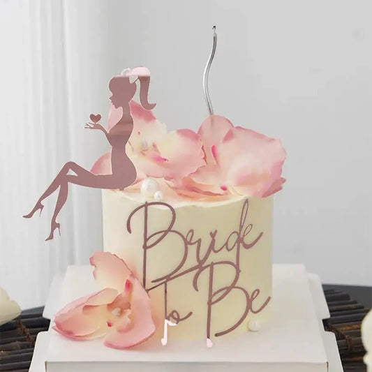 2Pcs/Set Bride To Be Cake Toppers Acrylic Wedding Cake Toppers Bridal Shower Bachelorette Hen Night Party Cake Decor Baking Tool Good Vibrations