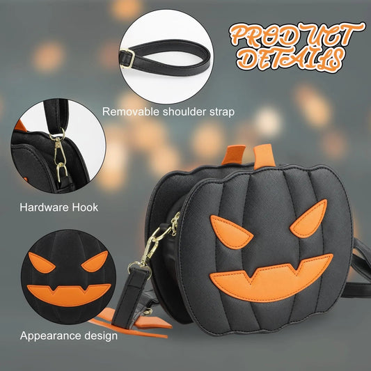 Halloween Pumpkin Shoulder Bag Women Novelty Purse PU Leather Female Daily handbag Halloween cute Candy Bags for Children Good Vibrations