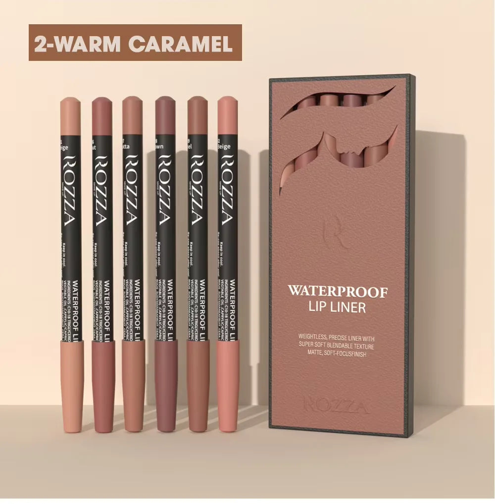 Rozza Waterproof Lip Liner Pencil Set, Weightless Precise Liner with Super Soft Blendable Texture Matte Soft Good Vibrations