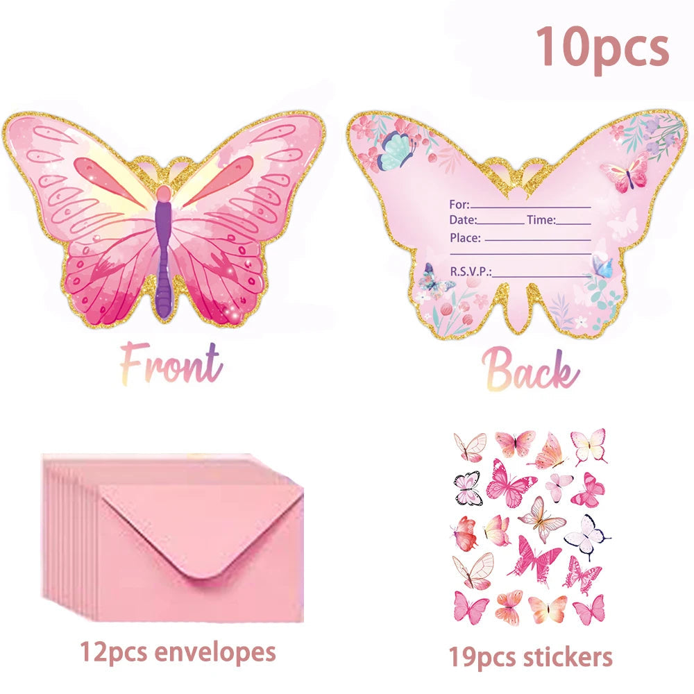 10pcs/Set, Butterfly Invitation Cards, Birthday Invitation Cards, Butterfly Party Invitations, Birthday Party Invitations Good Vibrations
