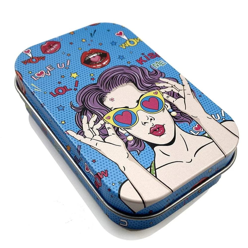Tinplate Cigarette Case Tobacco Storage Box Flip Cap Humidor Rolling Paper Box Jewelry Candy Coin Key Fishing Organizer Sealed Good Vibrations Adult Super Store